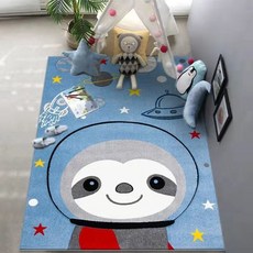 귀여운 가정용 바닥 매트 침실에 앉고 자는 두꺼운 침대 옆 담요 침실 방 만화 거실 카펫, 80*120CM, 우주비행사 블루