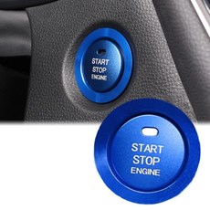 藍色鋁合金一鍵啟動按鈕蓋2件套 適用於08-13 Highlander引擎發動鈕點火開關鍵, 1個