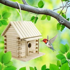 YBGGJO 들새용 둥지 상자 천연 목재 새의 둥지 상자 들새의 미끼 완제품 번식 상자 새 텐트 잉코 새장 부모와 자식 체험 정원 장식, 1개, 상세페이지 참조