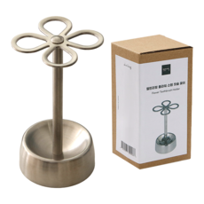 엘빈리빙 플라워 스텐 칫솔꽂이, 1개, 실버