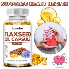 아마씨 오일 캡슐 1400mg 오메가3 6 9지방산 알파리놀렌산(ALA)이 풍부하여 심장 뇌 관절 건강에 좋고 면역력 증진, 2개, 60회분