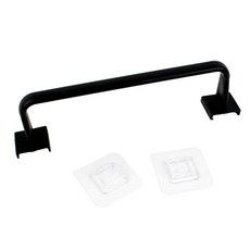 욕실 매트 벽면 무타공 부착 수건걸이 수납 34cm 블랙 타올걸이