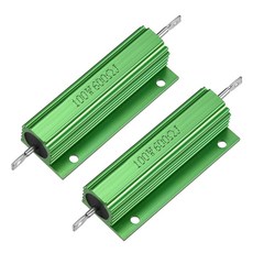 2개 알루미늄 케이스 저항기 100W 600옴 LED 교체용 녹색 와이어와인드 600RJ