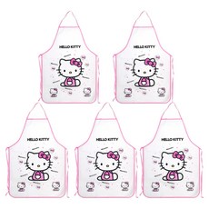 Tiger Pavilion 헬로 키티 앞치마, 화이트 + 핑크, 5개