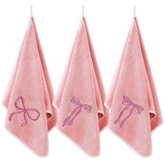 Tegeme 리본 극세사 체육관 타월 3개 코케트 자수 리본 빅 사이즈 부드럽고 빠른 건조 타월 35.6 x 78.3cm(14 31인치) 운동 피트니스 스포츠 스파 욕, Tegeme 리본 극세사 체육관 타월 3개, 코케트 자