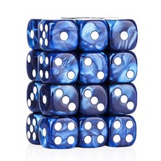 해외 Handan 24팩 16MM 6면 주사위 세트 반투명 색상 D6 게임 Yahtzee Bunco 또는 교육 수학을 위한 표준 휴대용 파우치 포함옐로우 미국매장정품+ 1723, 16mm 블루 펄.