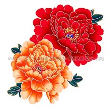벽 데코 스티커 모란 화려한 꽃 붉은 다양한 크기, 30cm, A