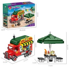 傑星 JJ9248 墨西哥塔可車 百變街景 披薩美食餐車 兒童益智組裝 擺飾, 1個, JJ9248/墨西哥塔可車【615PCS