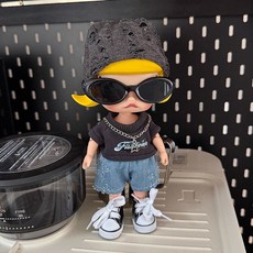 팝마트 몰리 지거 인형옷 인형 의류 피규어 20~22cm크기 BJD 인형 의상, 힙팝 6피스 세트(모자+상의+팬츠+목걸이+안경+신발)-