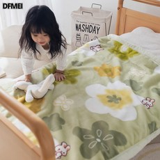 DFMEI 2025新款兒童拉舍爾毛毯雙層加厚寶寶蓋毯嬰兒毯幼兒園秋冬季絨毯, 清新朵朵