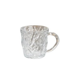 冰河帶把手玻璃杯 茶水果汁啤酒兩用杯, 透光磨砂白冰河杯把矮款, 1個