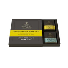 Taylors of Harrogate 다양한 특수 과일 및 허브 차 다양한 선물 상자 개별 포장 가방 20개(1팩) 레몬 & 생강 블랙베리 및 라즈베리 순수 페퍼민, Herbal Teas, 20 Count (Pack of 1)