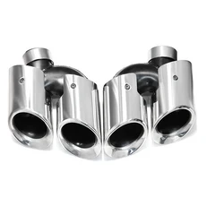 For 2014-2025 Porsche Macan Exhaust Pipe Modification Upgrade GTS Quad Sports Black Muffler E, 01 2014- Silver