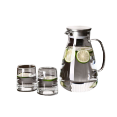 가정용 냉장고물병유리 대용량 손잡이 물병 세트 2.2L, 실버, 1P물병+2P찻잔, 1개