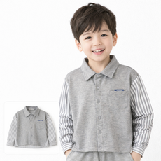 남아 아동 스트라이프 카라 셔츠 유아 남방 키즈 봄 가을 등원룩 유치원 아동 셔츠