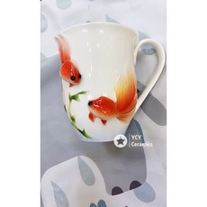 YCY 3D立體金魚馬克杯 耐熱玻璃啤酒杯茶杯水杯 趣味造型單入販售, 1個