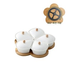 반찬 나눔접시 뚜껑있는 세트 반찬그릇 나눔 예쁜 플레이팅 그릇 찬기 플레이트, 회전 매화 접시