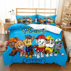 Paw Patrols Anime 하라주쿠 3D 프린트 침구 세트 대형 이불 커버 베개 침실 장식 침대 린넨, 12 2