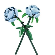 장미 꽃블럭 아이콘 장식 블록 플라워 꽃다발 인테리어, H. 2개의 빌딩 블록 파란 장미