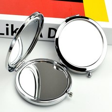 디와이나인 원형 양면 손거울 휴대용 확대경 메이크업, 실버, 1개