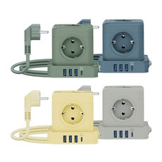 빠른배송 20W 고속충전 큐브멀티탭 비오스홈 QB-01 5구 고용량 4000W 큐브 스위치 멀티탭(USB C타입 충전지원), 그레이, 1개, 1.8m