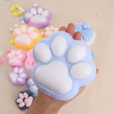 亮燈貓爪捏捏樂 解壓玩具 超軟泥感食玩 減壓玩具, 12*12超大植絨貓爪藍色【pvc袋5, 1個