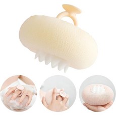 새롭게 업그레이드된 2-in-1 해바라기 매우 부드러운 해바라기 흡입 목욕 스펀지 흡입 컵으로 각질 제거 목욕 스펀지 샤워 루프 스펀지, Off White
