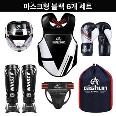 카프킥 미트 로우킥 레그킥 복싱 장비 두꺼운 보호대, 마스크 포함 블랙 6개, M