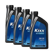 킥스하이브리드0w20 100%합성엔진오일, 4개, 0w20, 1L