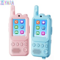 Zevara 휴대용 무전기 USB 충전식 영상 통화를 생활 워키토키 옥외 활동, 1세트, 블루+핑크 1세트, 블루+핑크