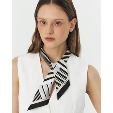 26FW [SILK100%] 블랙 스트라이프 쁘띠 실크 스카프 HISC6F815BK