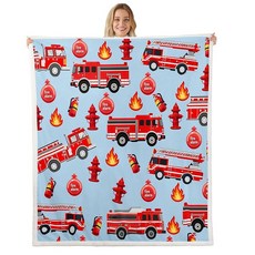 아동용 자동차 셰르파 담요 소방차 플리스 레드 차량 패턴 퍼지 침대 소파 침실 장식 플러시 127cm x 152.4cm(50 60인치) 115485