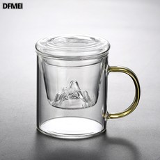 DFMEI 高硼硅玻璃水杯觀山杯茶水分離泡茶杯過濾三件杯竹木蓋杯子茶水杯, 1個