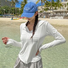 비키비키 어뮤즈 여성 래쉬가드 상의 후드 핑거홀 비치웨어 수영복 UPF50+