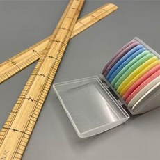 대나무자 눈금자 측정 의류 재단사 인쇄 시장, 1개, 대나무 자 2개+분할용 분말 12개
