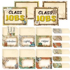 2 112피스 여행 테마 게시판 장식 어드벤처 클래스 직업 차트 교실용 벌크 포켓 48개 및 카드 60장 교사 도우미 포스터 쓰기 가능한 라벨 수업 관리 학교 용품용, 지도 여행