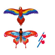 연 날리기 세트 50cm 대형 나비 앵무새 낚시대 소풍 낚시대 kite 동물연 나들이 2종 세트, 1세트