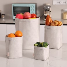 데일리쁘띠 페이퍼백 냉장고 정리 크라프트 다용도 바구니, 1개, 그레이