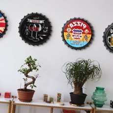 빈티지 스타일 금속 병마개 모양 벽면 장식 패널 카페 주점 인테리어 장식 아이템, 상세페이지 참조