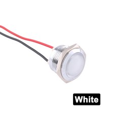 1PC 12mm 16mm 19mm 22mm 방수 금속 구형 원형 패널 표시 등 전선 LED 빨간색 호박색 파란색 녹색 흰색 6V, [00] 12mm, [01] 12-24V