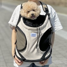 플러피타운 강아지 반려동물 이동가방 프론트백 슬링백 포대기 고양이, 1개, 베이지