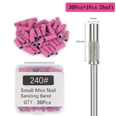 30Pcs 3.1MM 미니 네일 샌딩 밴드 샤프트 3/32 드릴 비트 샌드 죽은 피부 굳은 살 젤 제거 도구 세트, 05 rose 240 grit set