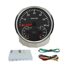 ELING 방수 자동차 110mm 3 in 1 다기능 0-6000RPM 타코미터 오일 압력 7 색 백라이트, 02 6KBS, 01