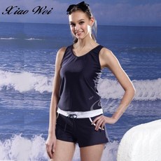 泳之美品牌 全排水線面料 時尚二件式連身泳褲裝 (M-XL)