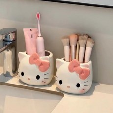 헬로키티 세라믹 칫솔꽂이 다용도 수납함 화장품 브러시 정리, 화장품 펜 홀더
