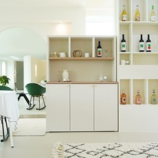 모아이 델피 렌지대 다용도 주방수납장 선반장 세트 1200(착불), 1200 선반장 + 1200 수납장-크림화이트