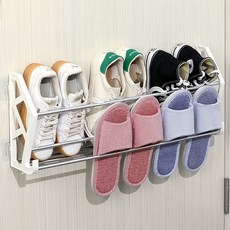 거치대 욕실화 현관 실내화 걸이 정리대 슈즈랙 무타공 슬리퍼 원룸 거실 신발장 신발, 1개, 대형 블랙