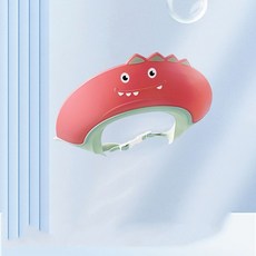 寶寶洗頭帽 嬰兒 兒童洗澡 兒童浴帽 寶寶洗頭神器 洗頭帽 洗髮帽 嬰兒洗頭 寶寶帽 洗頭神器 寶寶洗澡帽 寶寶洗頭帽子, 西瓜紅-小恐龍【防回流 護眼護耳 】, 1個