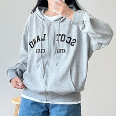 걸즈팩토리 여성용 자수랜 오버핏 박스 긴팔 후드집업 국내제작