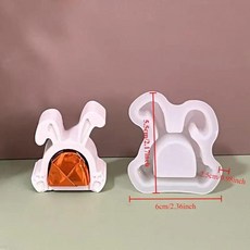 3D 큰 귀 토끼 달걀 양초 실리콘 몰드 DIY 부활절 달걀 토끼 수제 향초 석고 몰드, 01 ZY-G-123, 1개